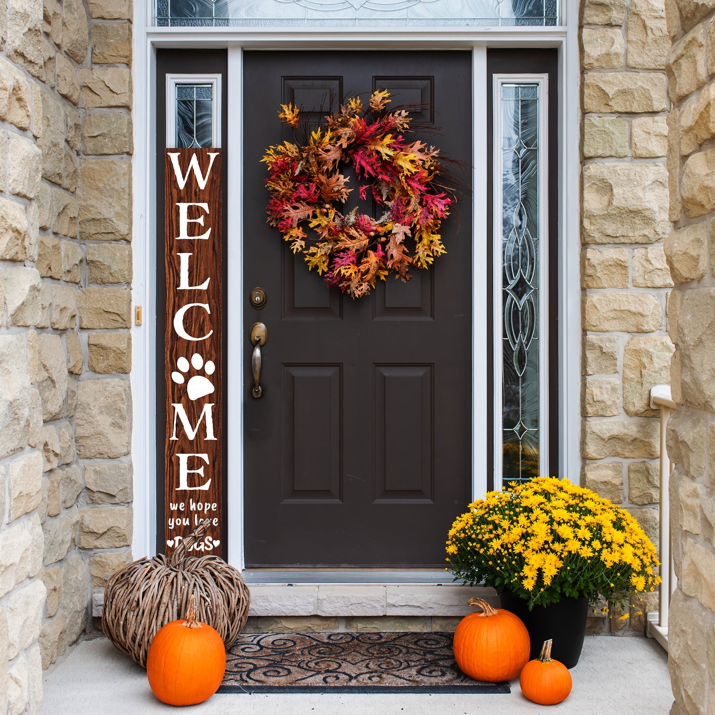 72in 'We Hope You Love Dogs' Brown Porch Sign - Dog Lover Welcome Home Sign, Ideal for Dog House Decor, Perfect Everyday Porch Decor