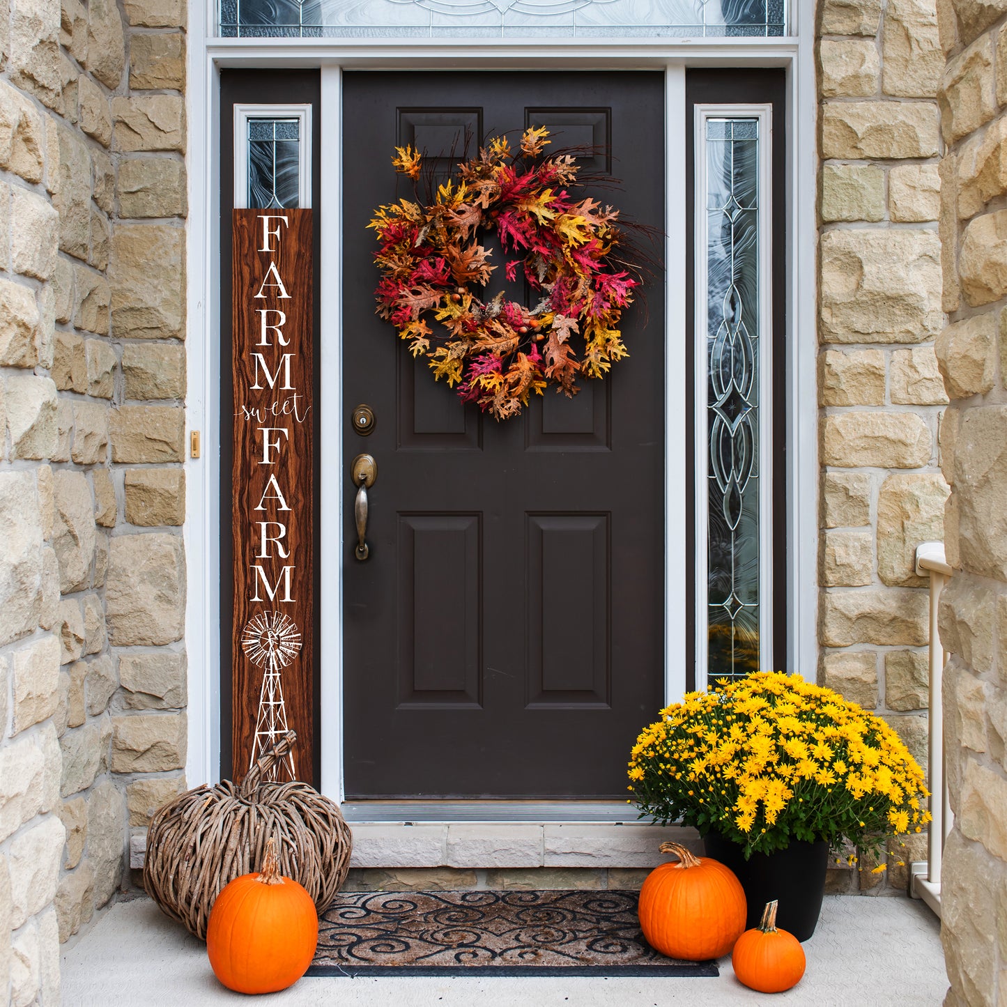 72in Brown 'Farm Sweet Farm' Welcome Porch Sign - Rustic Door & Outdoor Home Decor