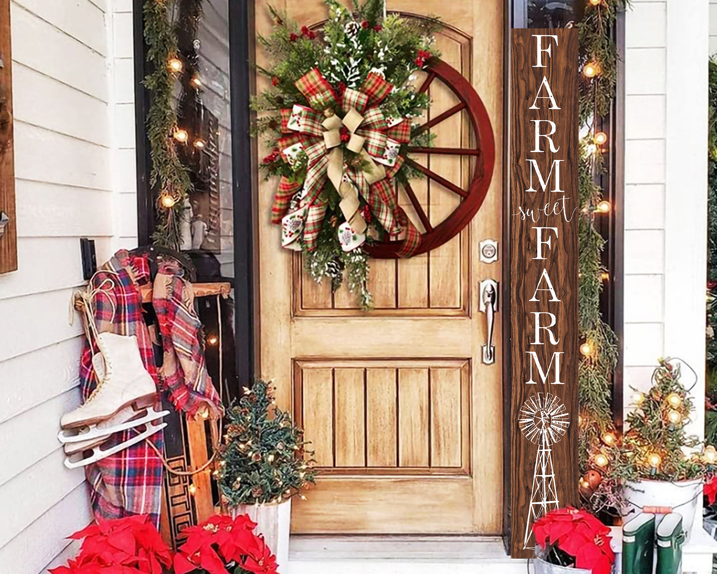 72in Brown 'Farm Sweet Farm' Welcome Porch Sign - Rustic Door & Outdoor Home Decor