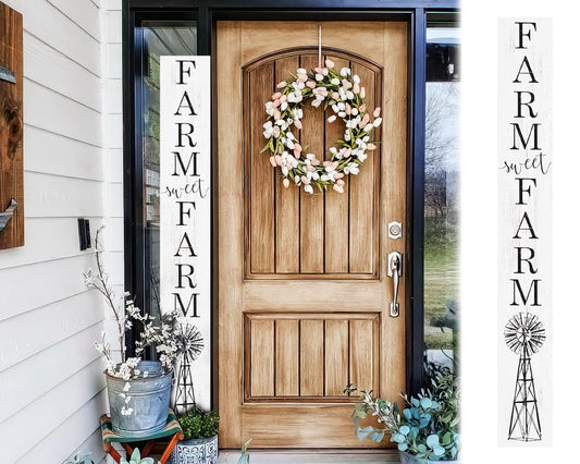 72in White 'Farm Sweet Farm' Welcome Porch Sign - Rustic Door & Outdoor Home Decor