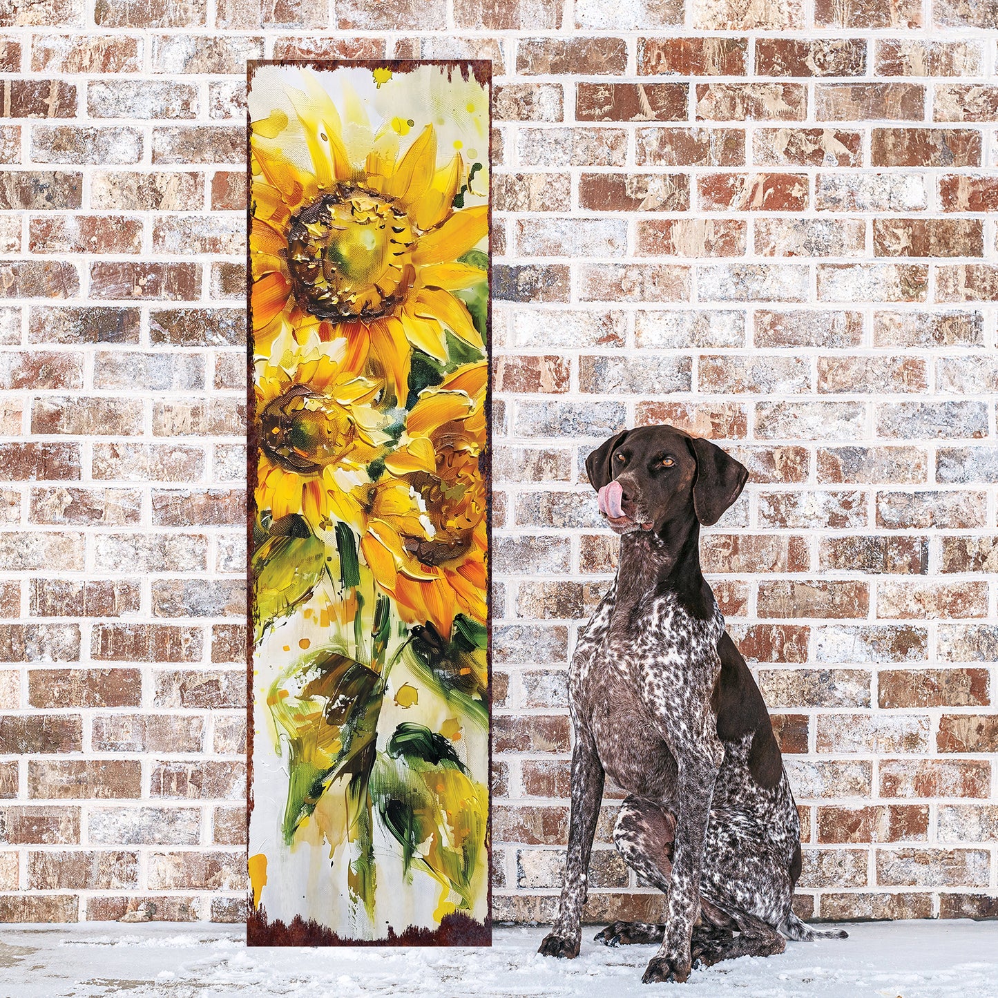 Summer Oil Sunflower Wooden Porch Sign | Rustic Farmhouse Decor for Door, Wall, Outdoor Entryway Decorative | UV Print | Multi Sizes