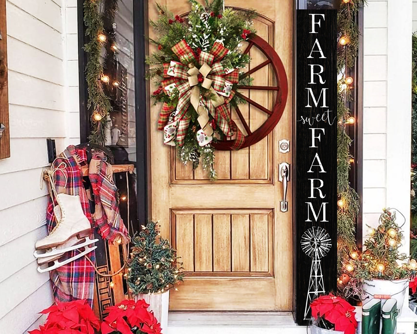 72in Wooden Farm Sweet Farm Welcome Porch Sign, Door Signs & Outdoor Welcome Home Sign