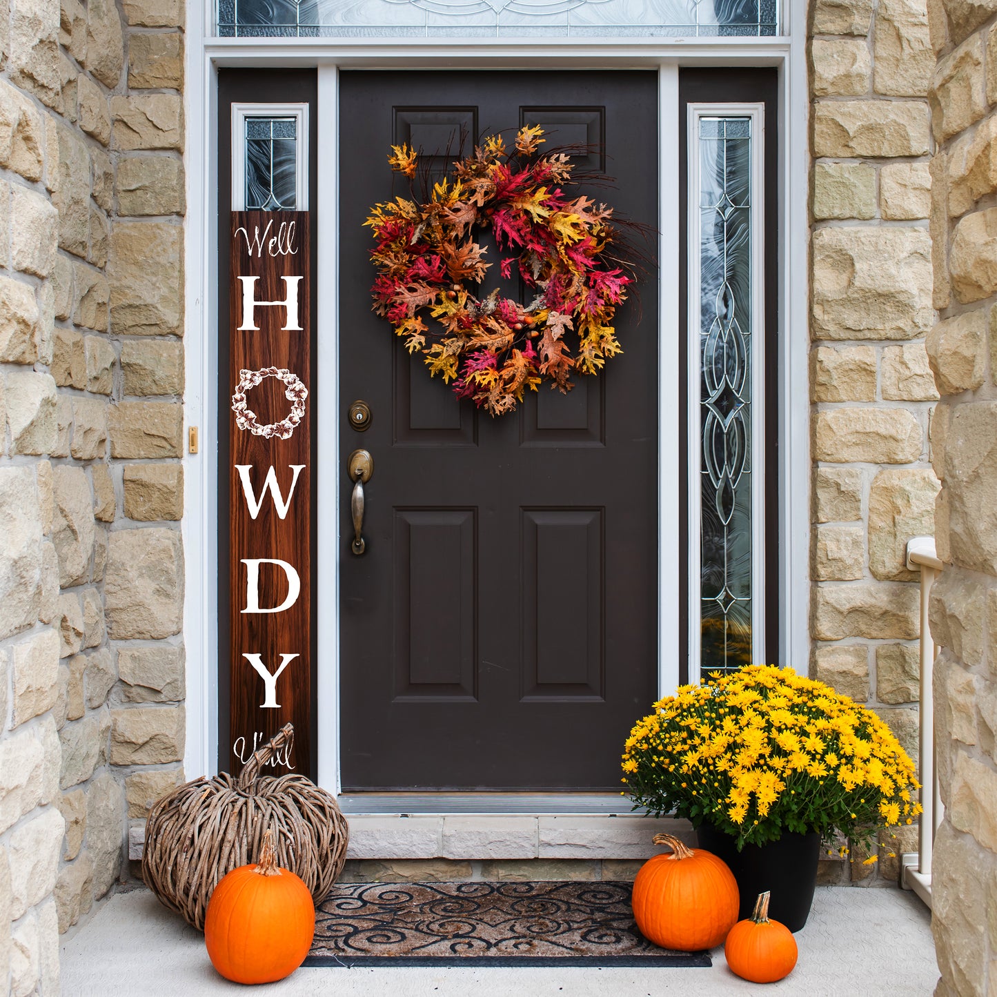 72IN Handcrafted Howdy Wood Sign - Rustic Brown Western Home Decor