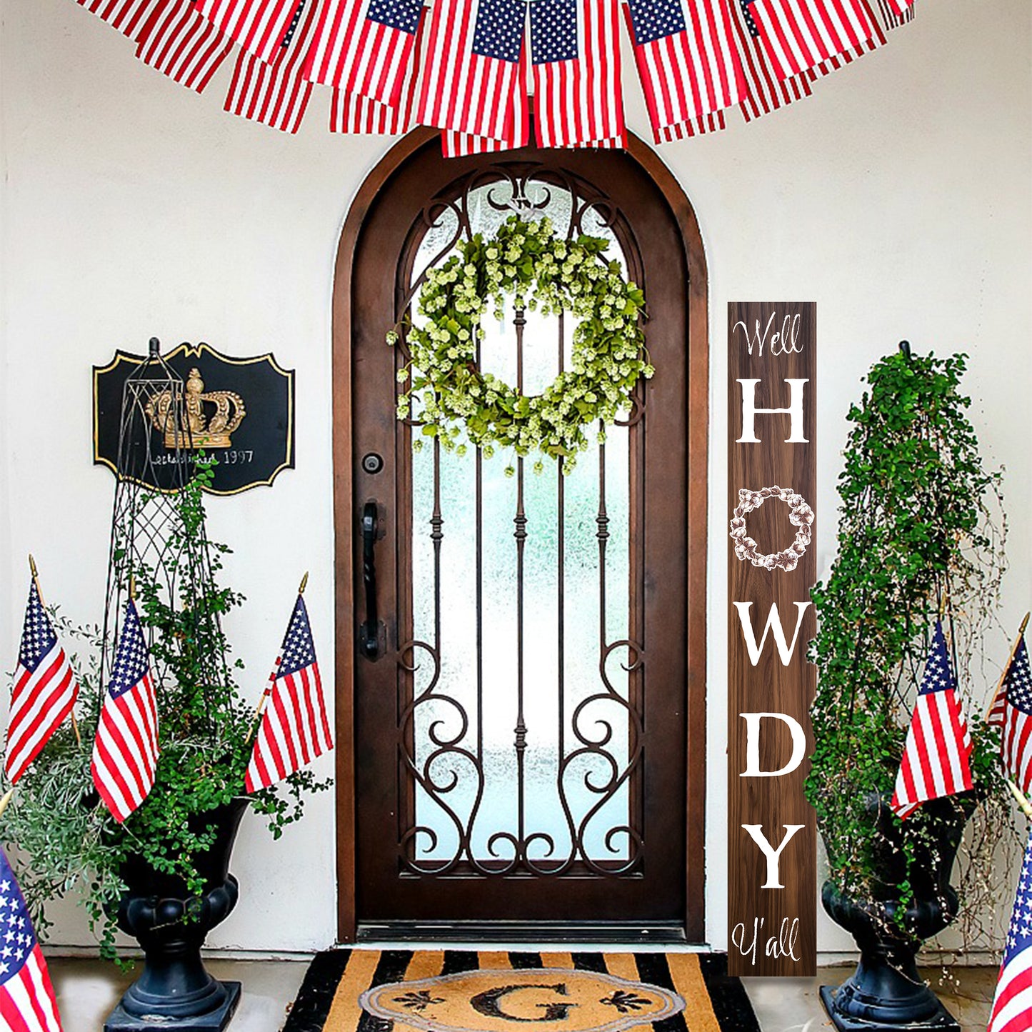 72IN Handcrafted Howdy Wood Sign - Rustic Brown Western Home Decor