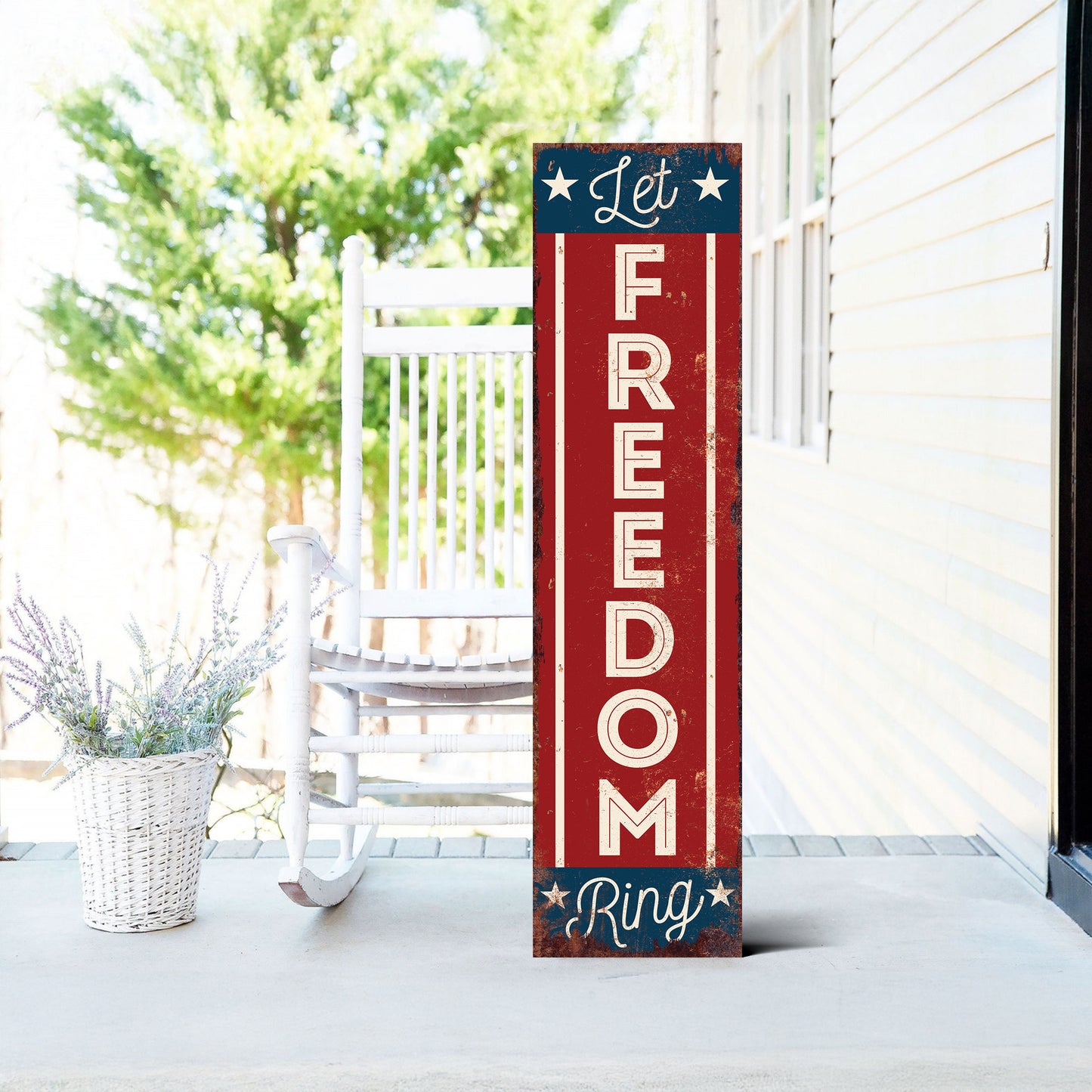 4th of July Let Freedom Ring Porch Sign Entryway Decor | UV Print | Front Porch Plaque | Seasonal Home Decor | 3 Sizes