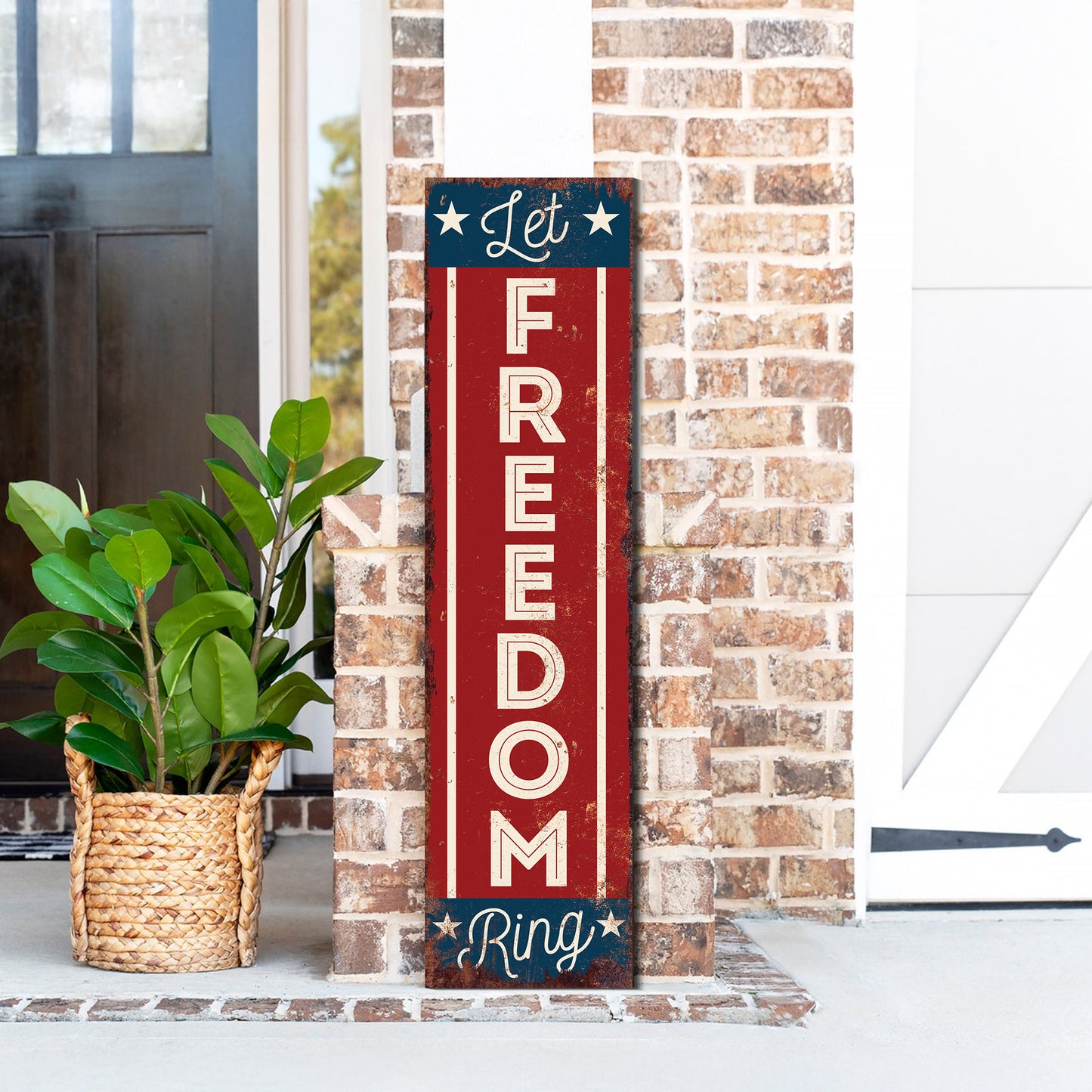4th of July Let Freedom Ring Porch Sign Entryway Decor | UV Print | Front Porch Plaque | Seasonal Home Decor | 3 Sizes