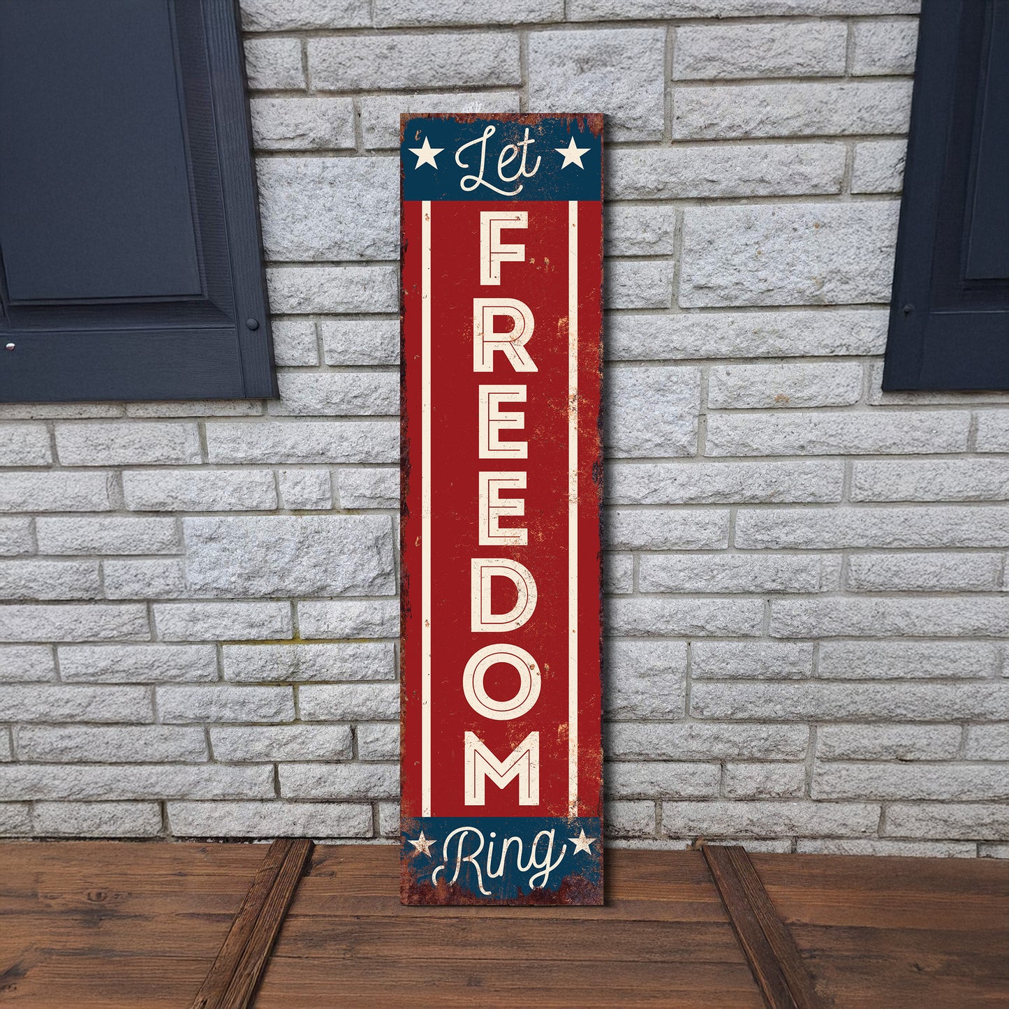 4th of July Let Freedom Ring Porch Sign Entryway Decor | UV Print | Front Porch Plaque | Seasonal Home Decor | 3 Sizes
