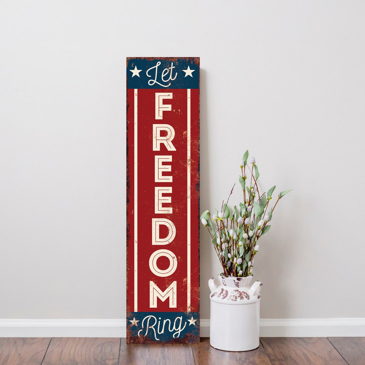 4th of July Let Freedom Ring Porch Sign Entryway Decor | UV Print | Front Porch Plaque | Seasonal Home Decor | 3 Sizes