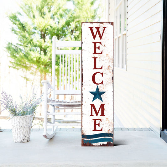 4th of July Welcome Porch Sign Entryway Decor | UV Print | Front Porch Plaque | Seasonal Home Decor | 3 Sizes