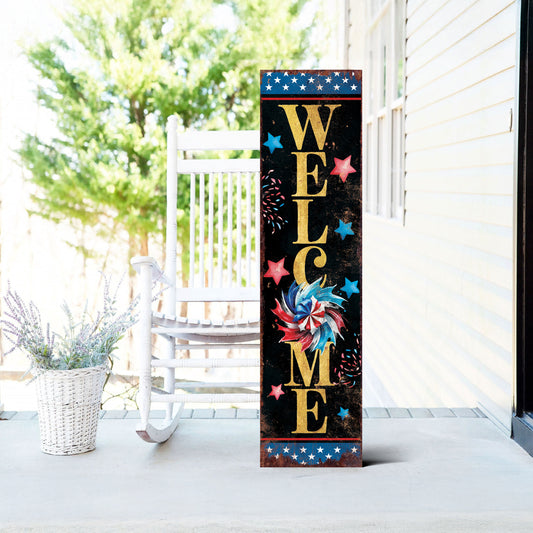 4th of July Welcome Porch Sign Entryway Decor | UV Print | Front Porch Plaque | Seasonal Home Decor | 3 Sizes