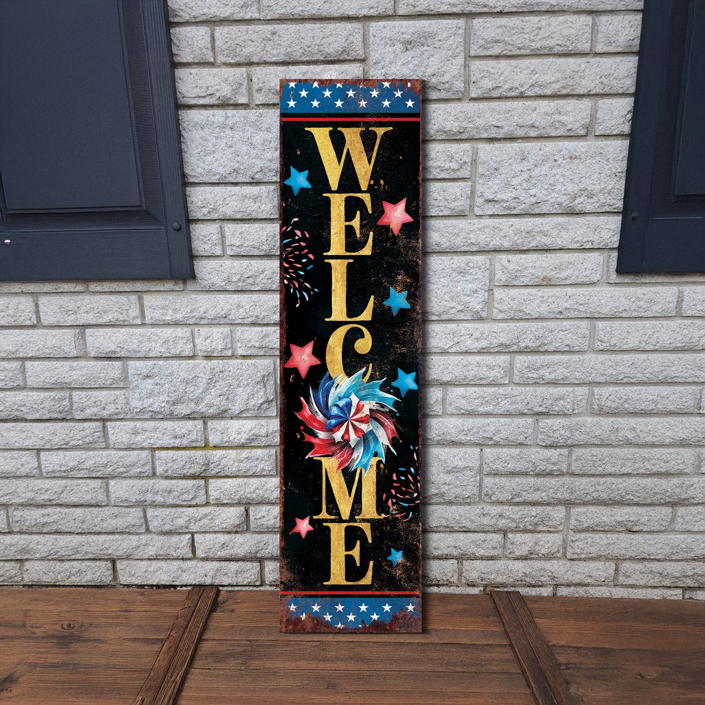 4th of July Welcome Porch Sign Entryway Decor | UV Print | Front Porch Plaque | Seasonal Home Decor | 3 Sizes