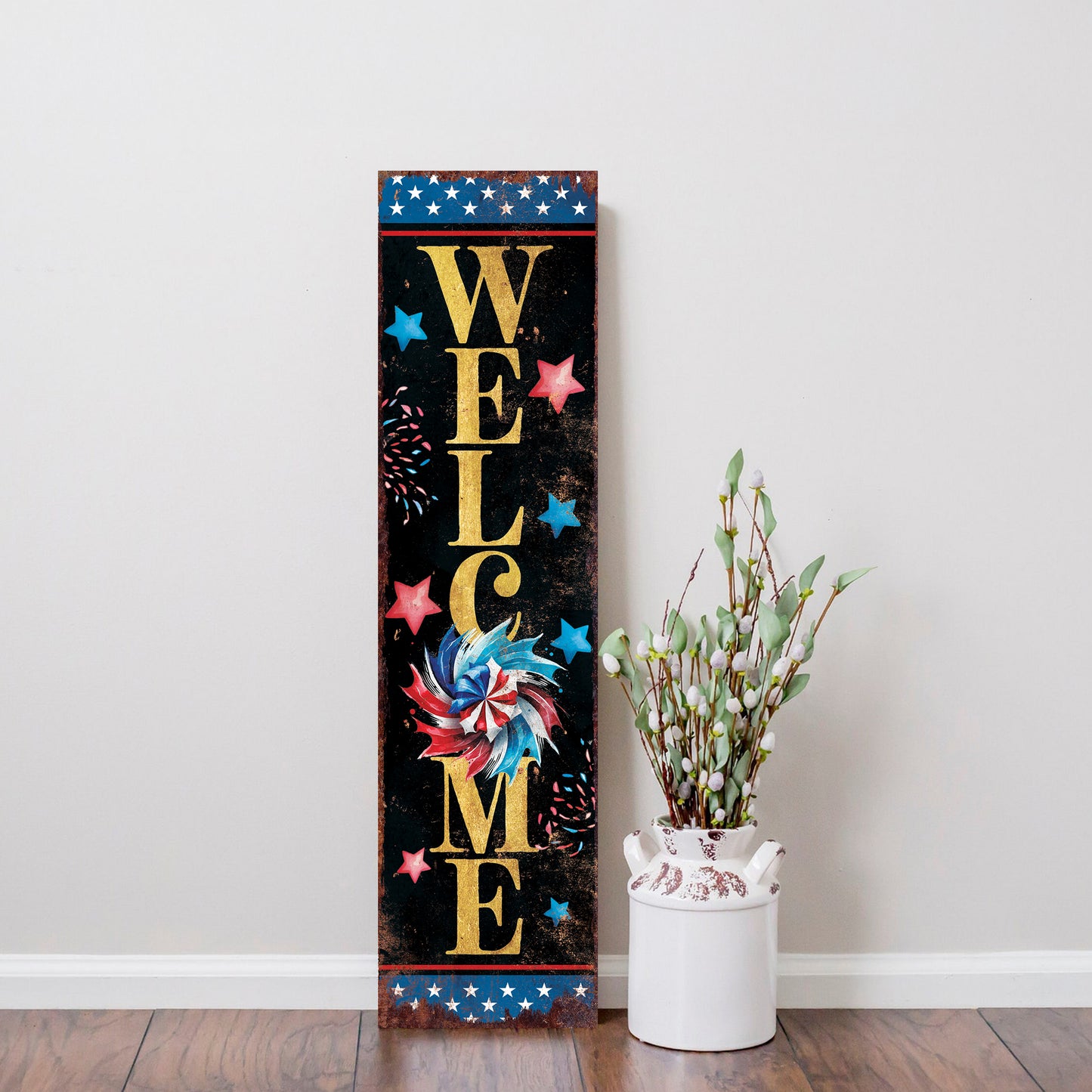 4th of July Welcome Porch Sign Entryway Decor | UV Print | Front Porch Plaque | Seasonal Home Decor | 3 Sizes