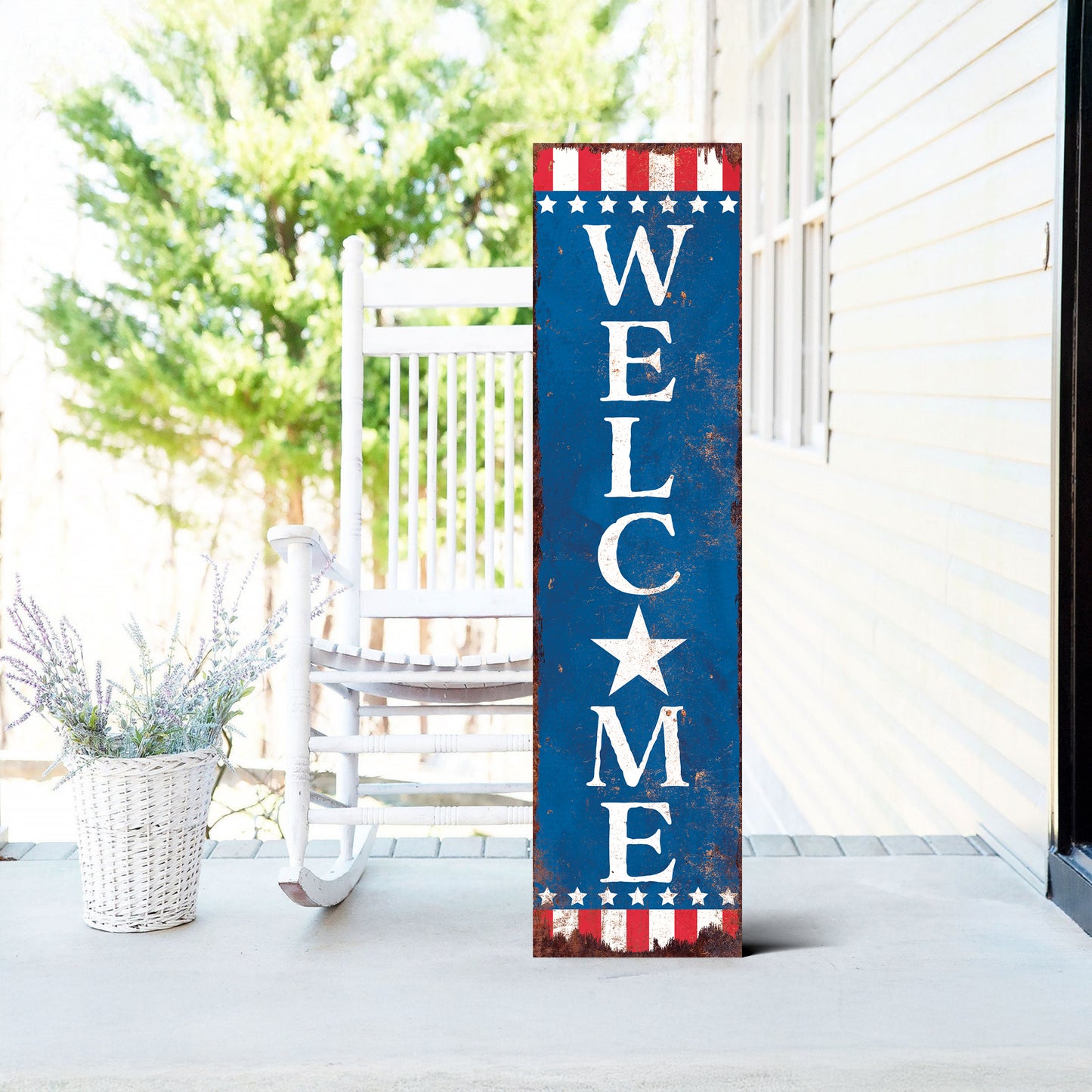 4th of July Welcome Porch Sign Entryway Decor | UV Print | Front Porch Plaque | Seasonal Home Decor | 3 Sizes