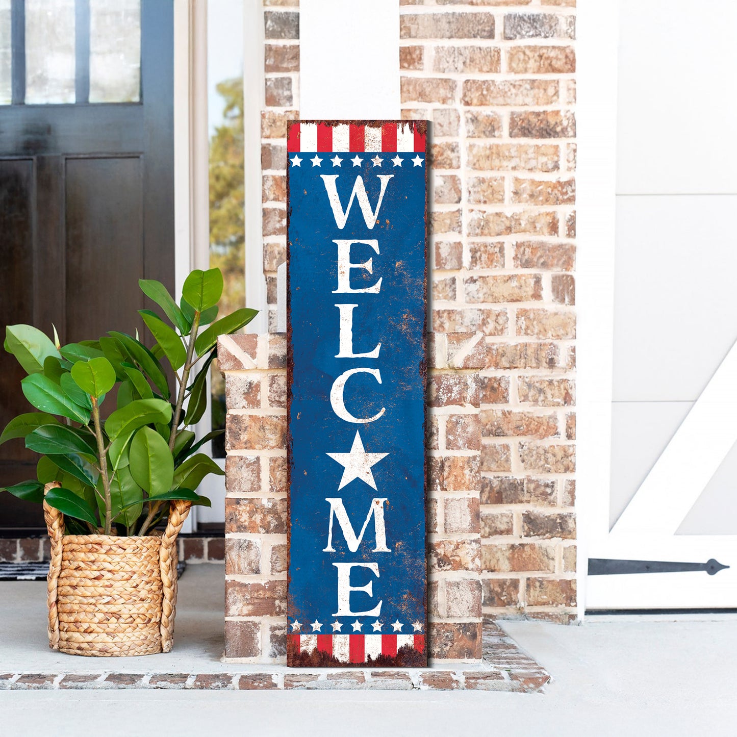 4th of July Welcome Porch Sign Entryway Decor | UV Print | Front Porch Plaque | Seasonal Home Decor | 3 Sizes