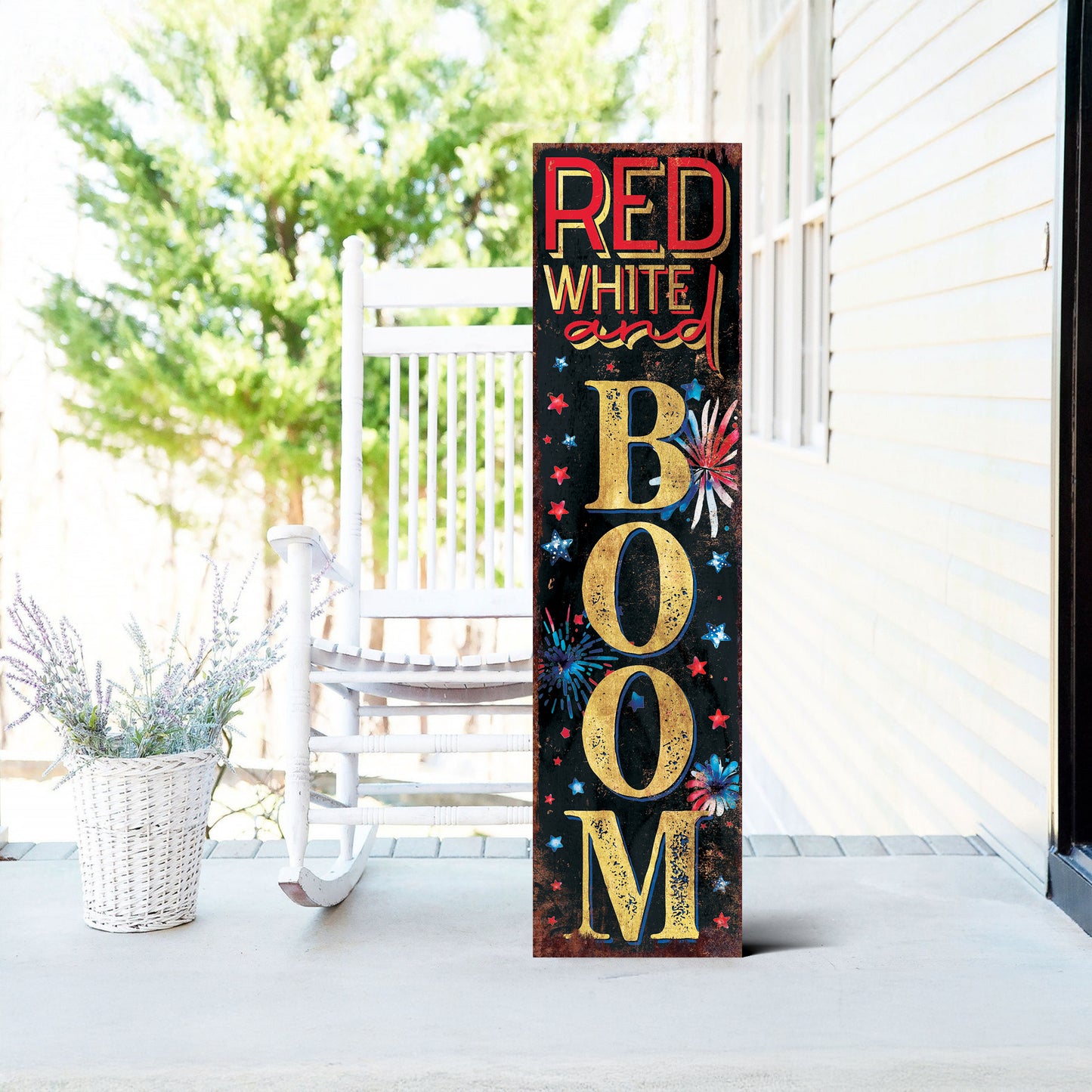 4th of July Red White and Boom Porch Sign Entryway Decor | UV Print | Front Porch Plaque | Seasonal Home Decor | 3 Sizes