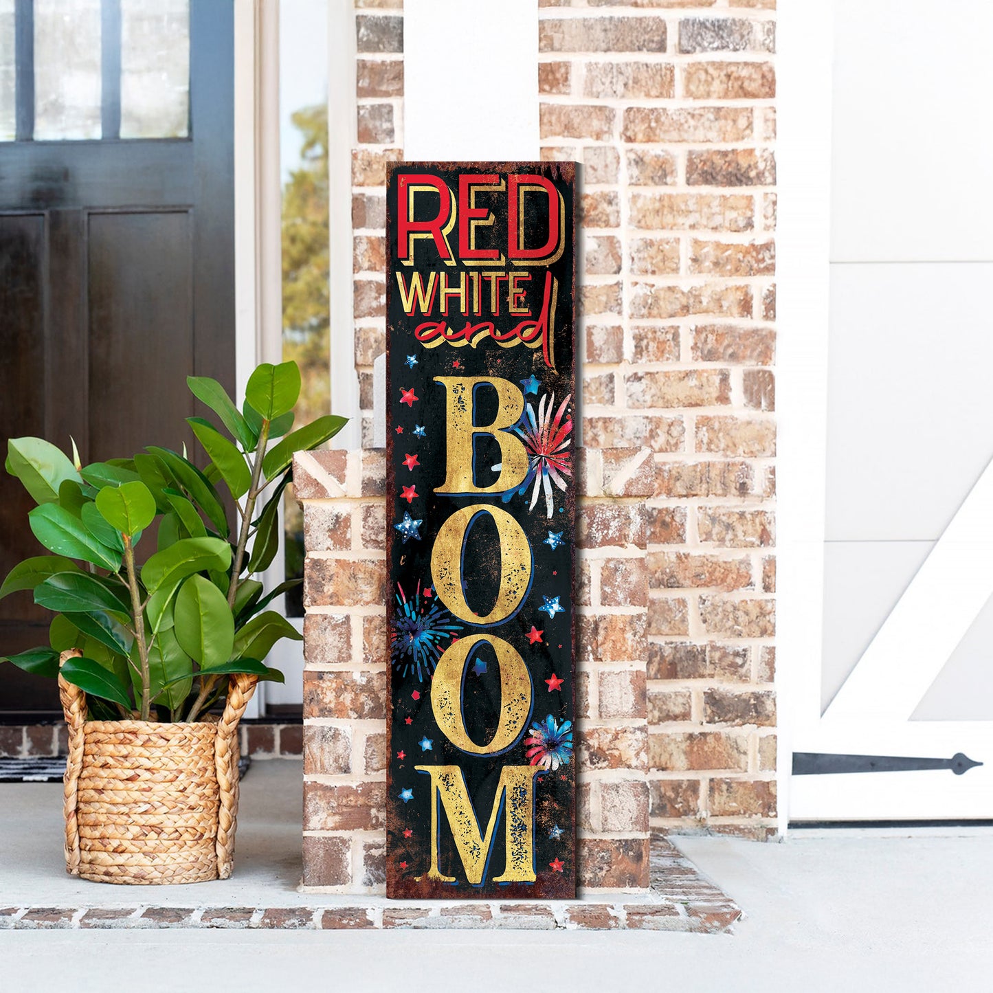 4th of July Red White and Boom Porch Sign Entryway Decor | UV Print | Front Porch Plaque | Seasonal Home Decor | 3 Sizes