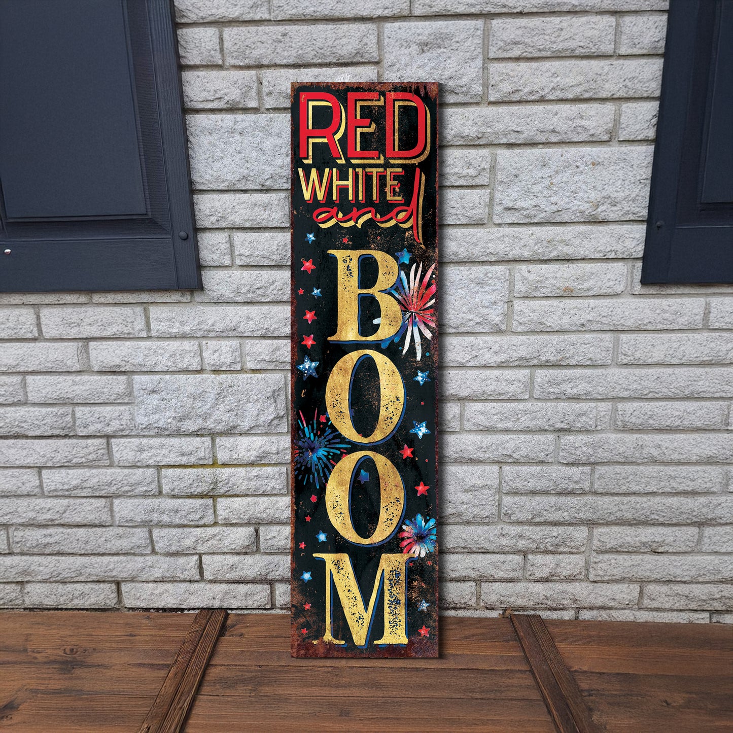 4th of July Red White and Boom Porch Sign Entryway Decor | UV Print | Front Porch Plaque | Seasonal Home Decor | 3 Sizes