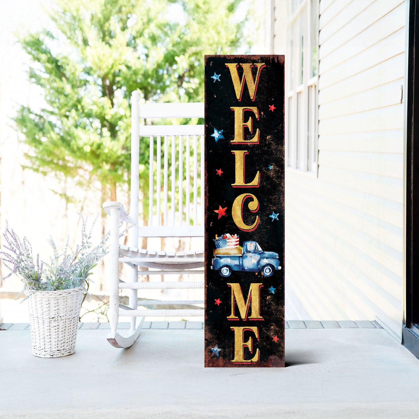 4th of July Welcome Porch Sign Entryway Decor | UV Print | Front Porch Plaque | Seasonal Home Decor | 3 Sizes