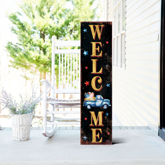 4th of July Welcome Porch Sign Entryway Decor | UV Print | Front Porch Plaque | Seasonal Home Decor | 3 Sizes