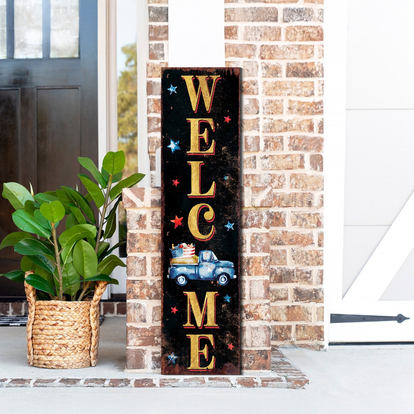 4th of July Welcome Porch Sign Entryway Decor | UV Print | Front Porch Plaque | Seasonal Home Decor | 3 Sizes