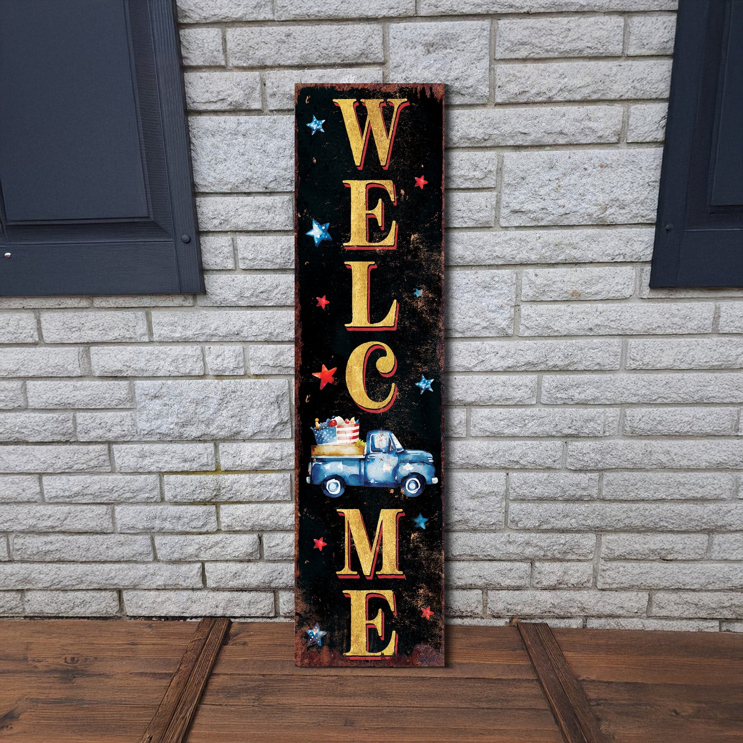 4th of July Welcome Porch Sign Entryway Decor | UV Print | Front Porch Plaque | Seasonal Home Decor | 3 Sizes