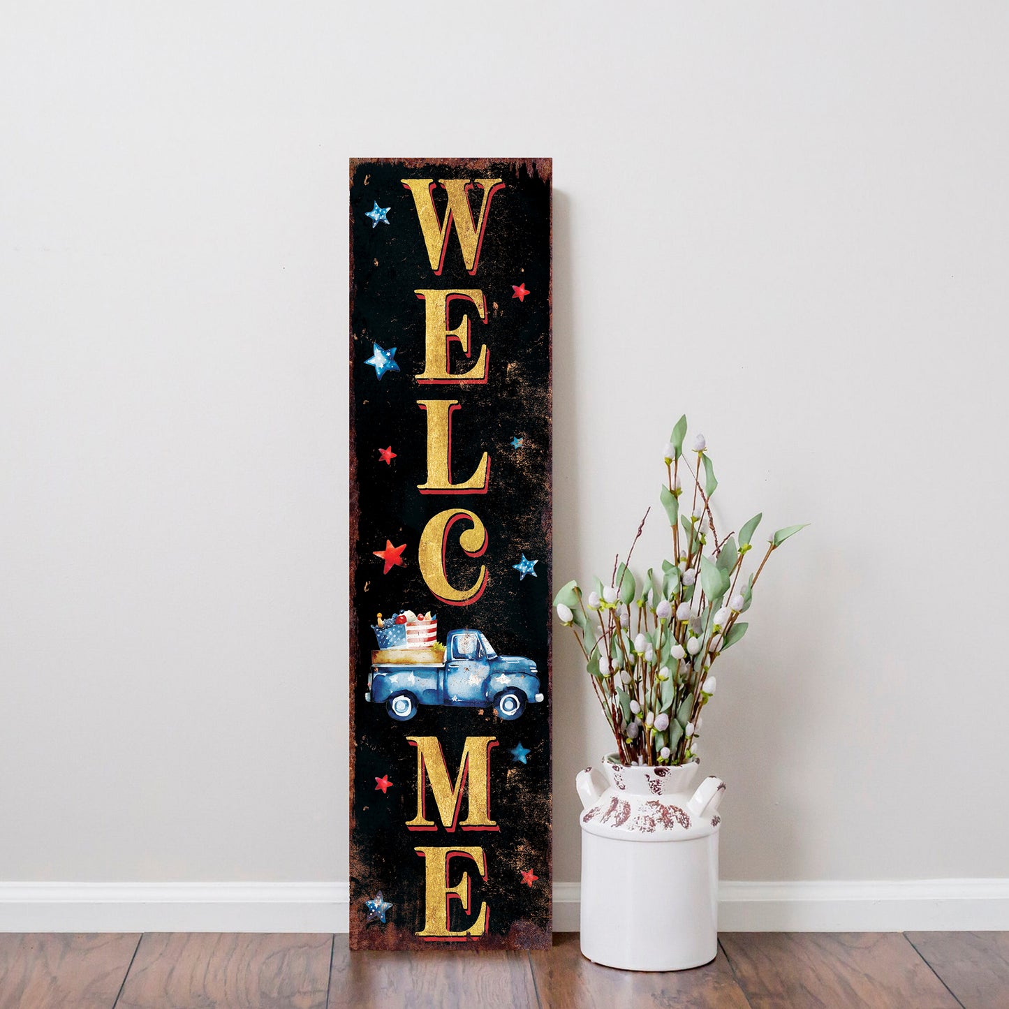 4th of July Welcome Porch Sign Entryway Decor | UV Print | Front Porch Plaque | Seasonal Home Decor | 3 Sizes