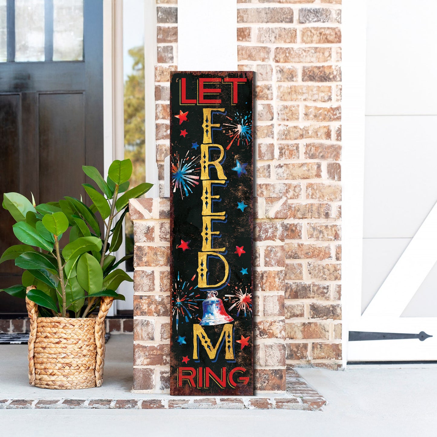 4th of July Let Freedom Ring Porch Sign Entryway Decor | UV Print | Front Porch Plaque | Seasonal Home Decor | 3 Sizes