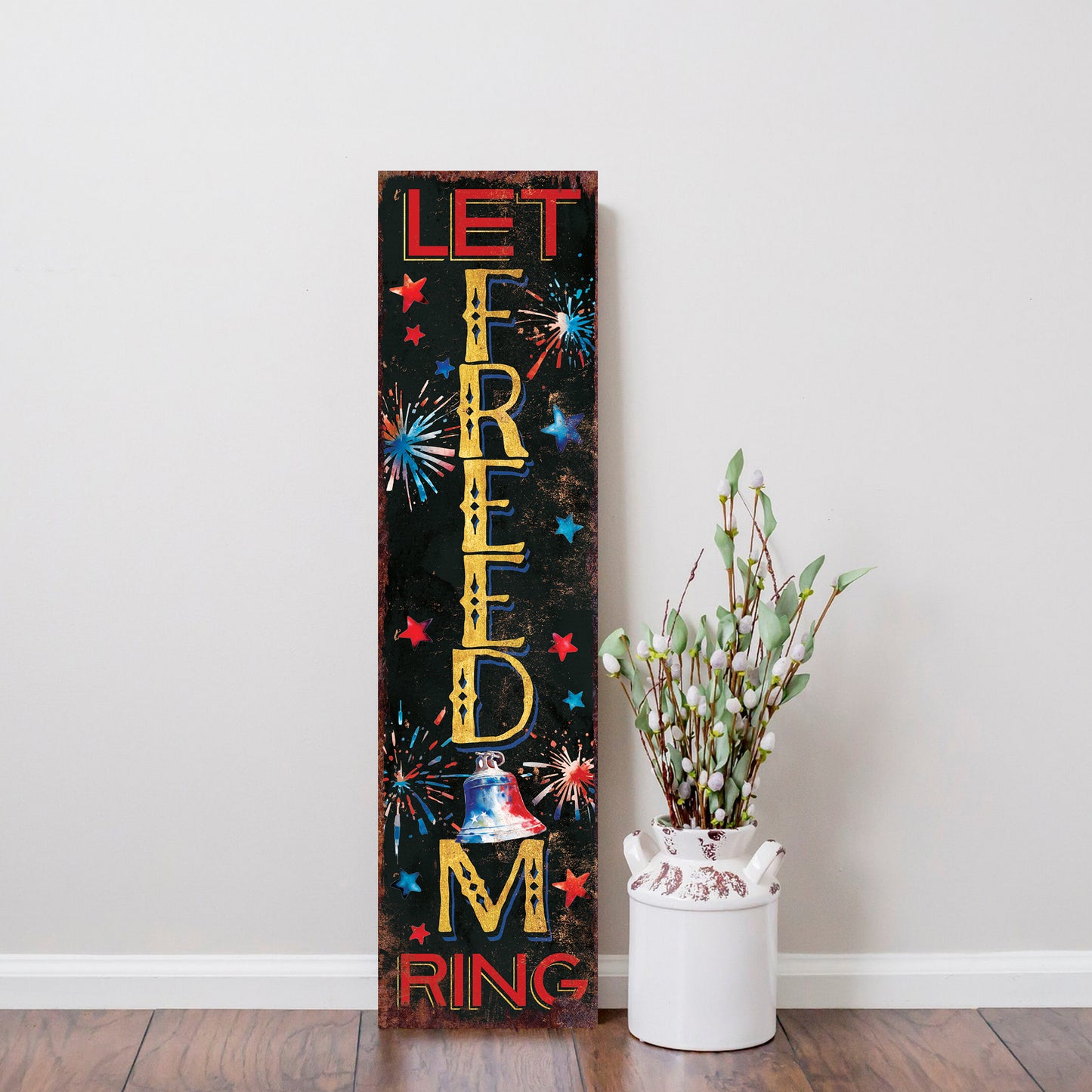 4th of July Let Freedom Ring Porch Sign Entryway Decor | UV Print | Front Porch Plaque | Seasonal Home Decor | 3 Sizes