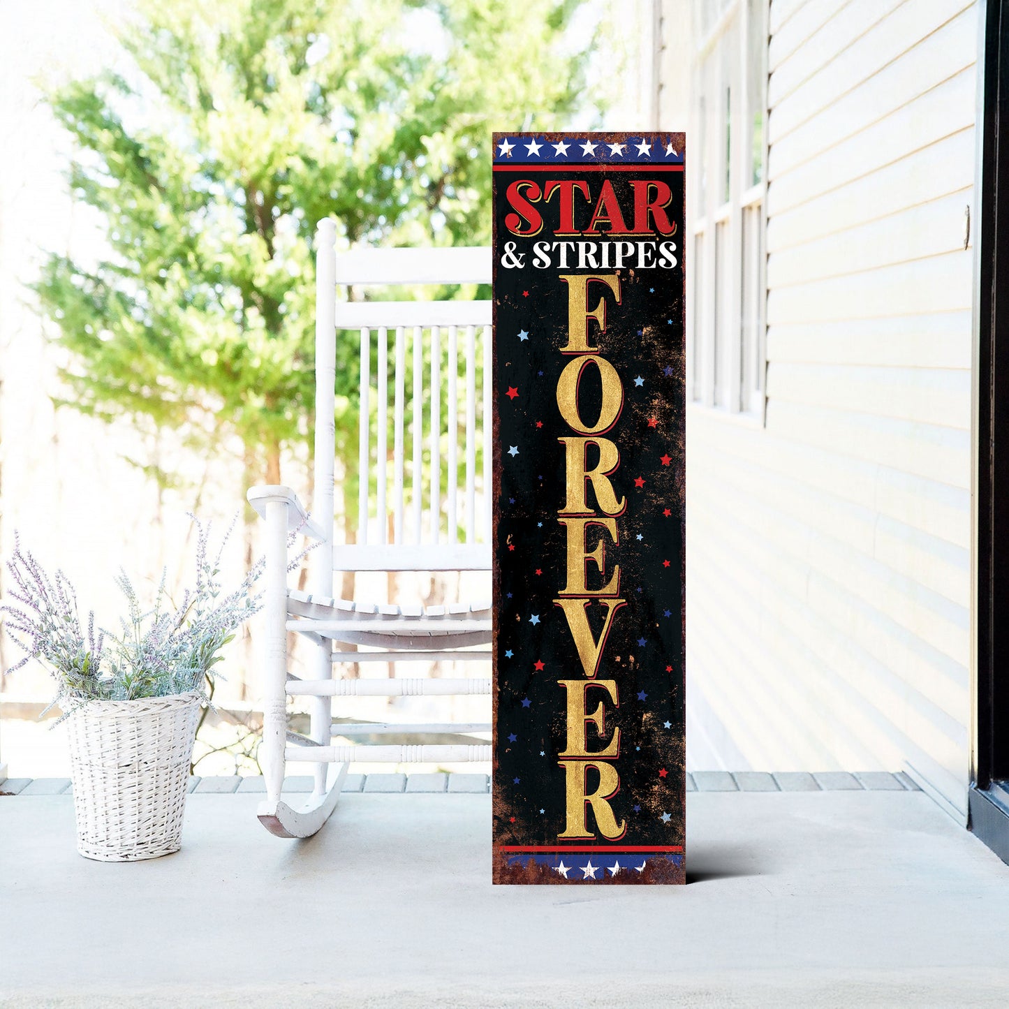 4th of July Star & Stripes Forever Porch Sign Entryway Decor | UV Print | Front Porch Plaque | Seasonal Home Decor | 3 Sizes