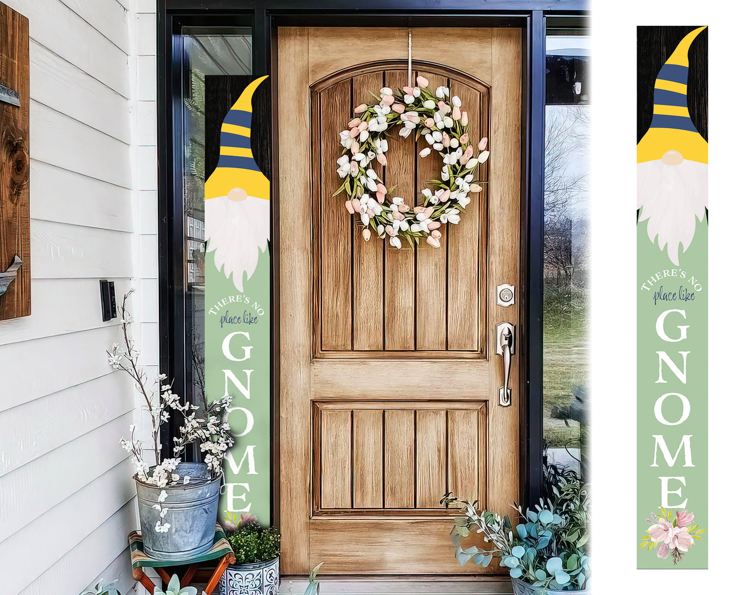 72IN There's No Place Like Gnome Outdoor Porch Sign Black