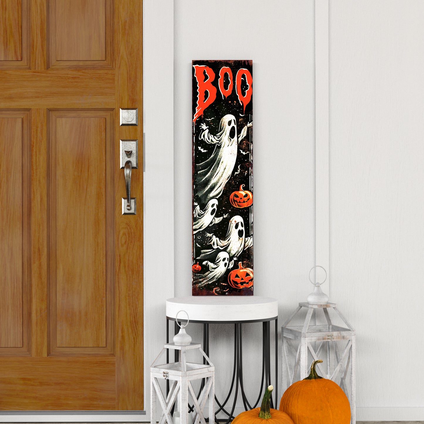 BOO Halloween Porch Sign - Front Porch Halloween Welcome Sign, Vintage Halloween Wooden Decoration, Halloween Decor