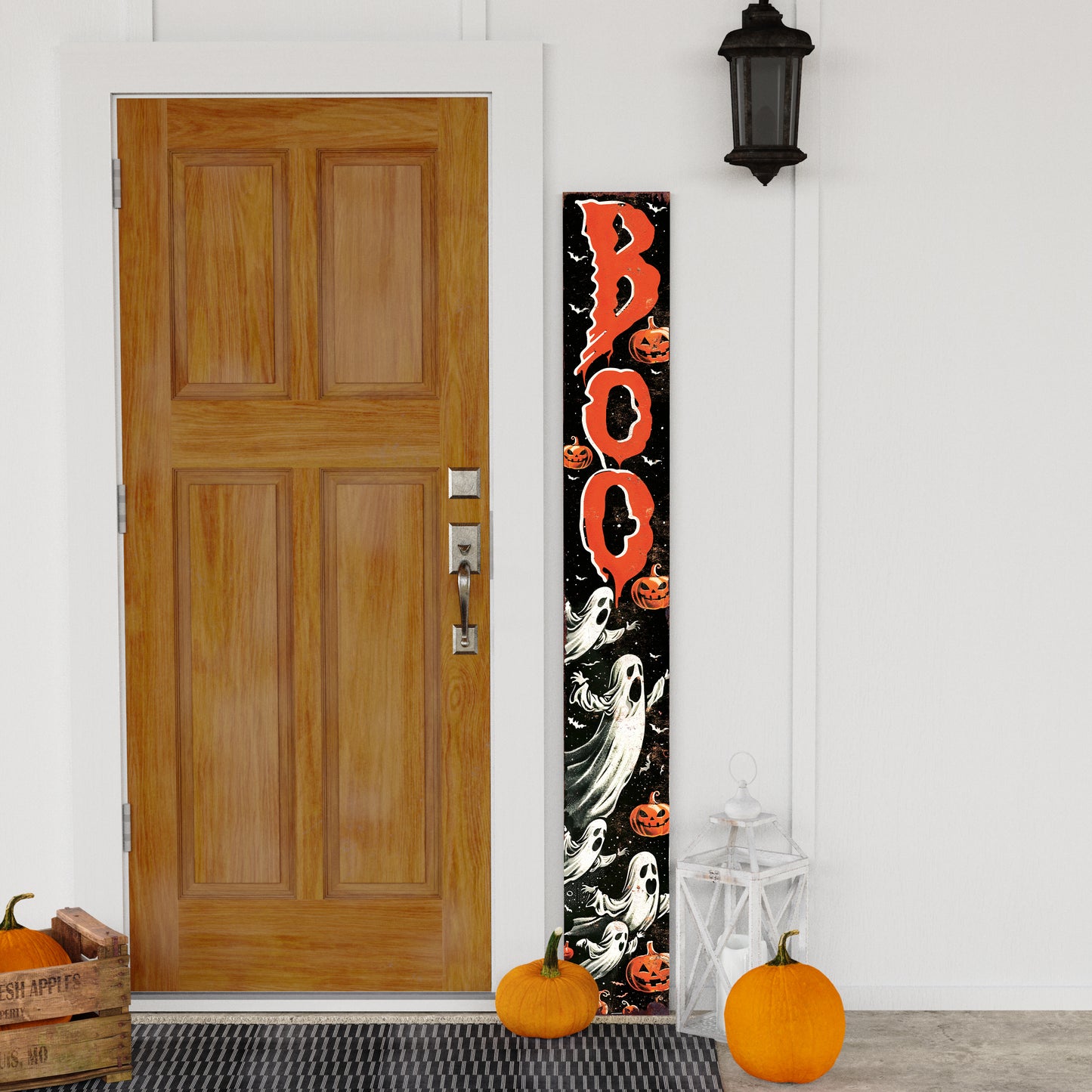 BOO Halloween Porch Sign - Front Porch Halloween Welcome Sign, Vintage Halloween Wooden Decoration, Halloween Decor