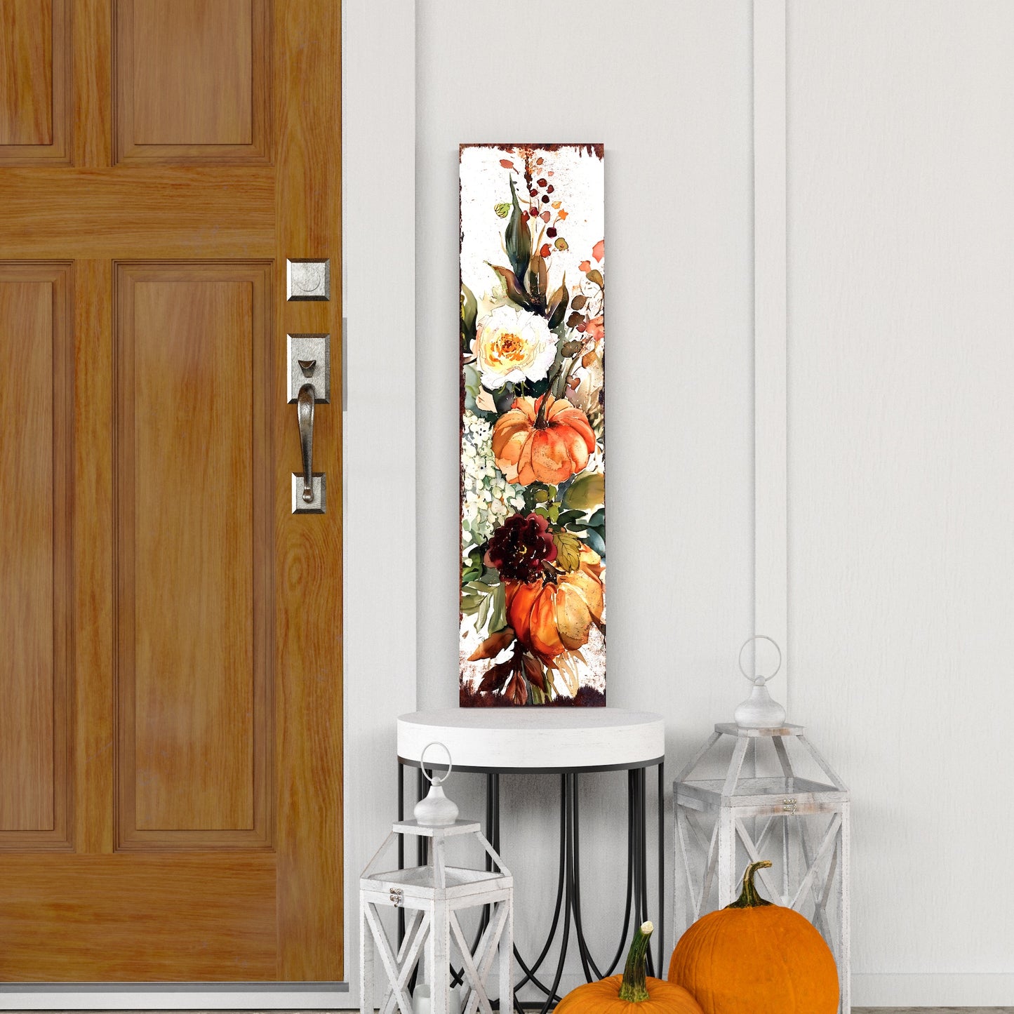 Fall Pumpkin Porch Sign - Front Porch Fall Sign with Vintage Autumn Decoration, Rustic Modern Farmhouse Entryway Porch Decor | 2 Size Options