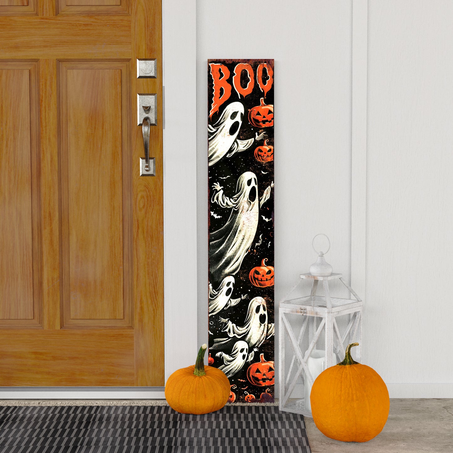 BOO Halloween Porch Sign - Front Porch Halloween Welcome Sign, Vintage Halloween Wooden Decoration, Halloween Decor