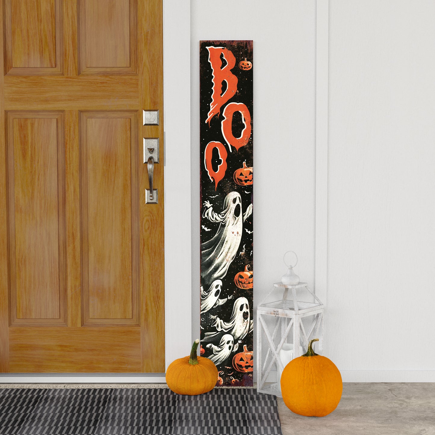BOO Halloween Porch Sign - Front Porch Halloween Welcome Sign, Vintage Halloween Wooden Decoration, Halloween Decor