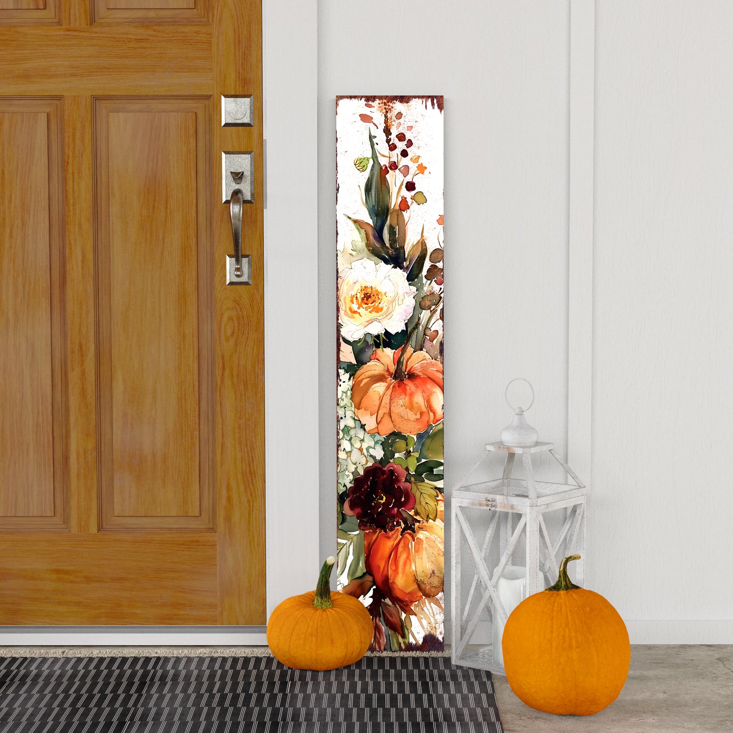 Fall Pumpkin Porch Sign - Front Porch Fall Sign with Vintage Autumn Decoration, Rustic Modern Farmhouse Entryway Porch Decor | 2 Size Options