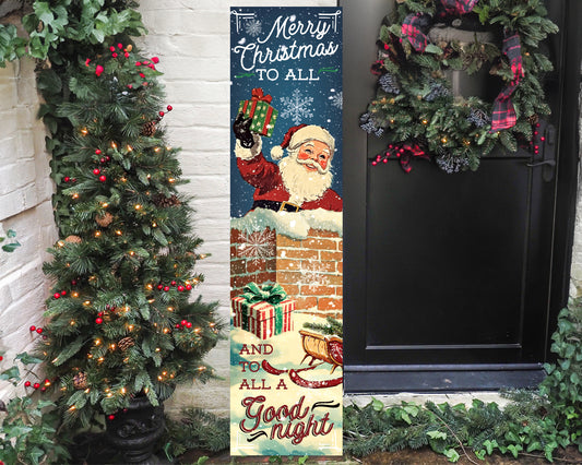 48in Vintage Santa Porch Sign | Merry Christmas Outdoor Holiday Decor Gift