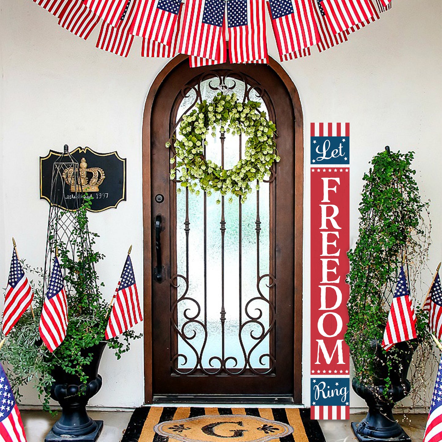 72in 4th of July Welcome Porch Sign | Patriotic Porch Decor | Farmhouse Decor for Porch | Independence Day Outdoor Decor