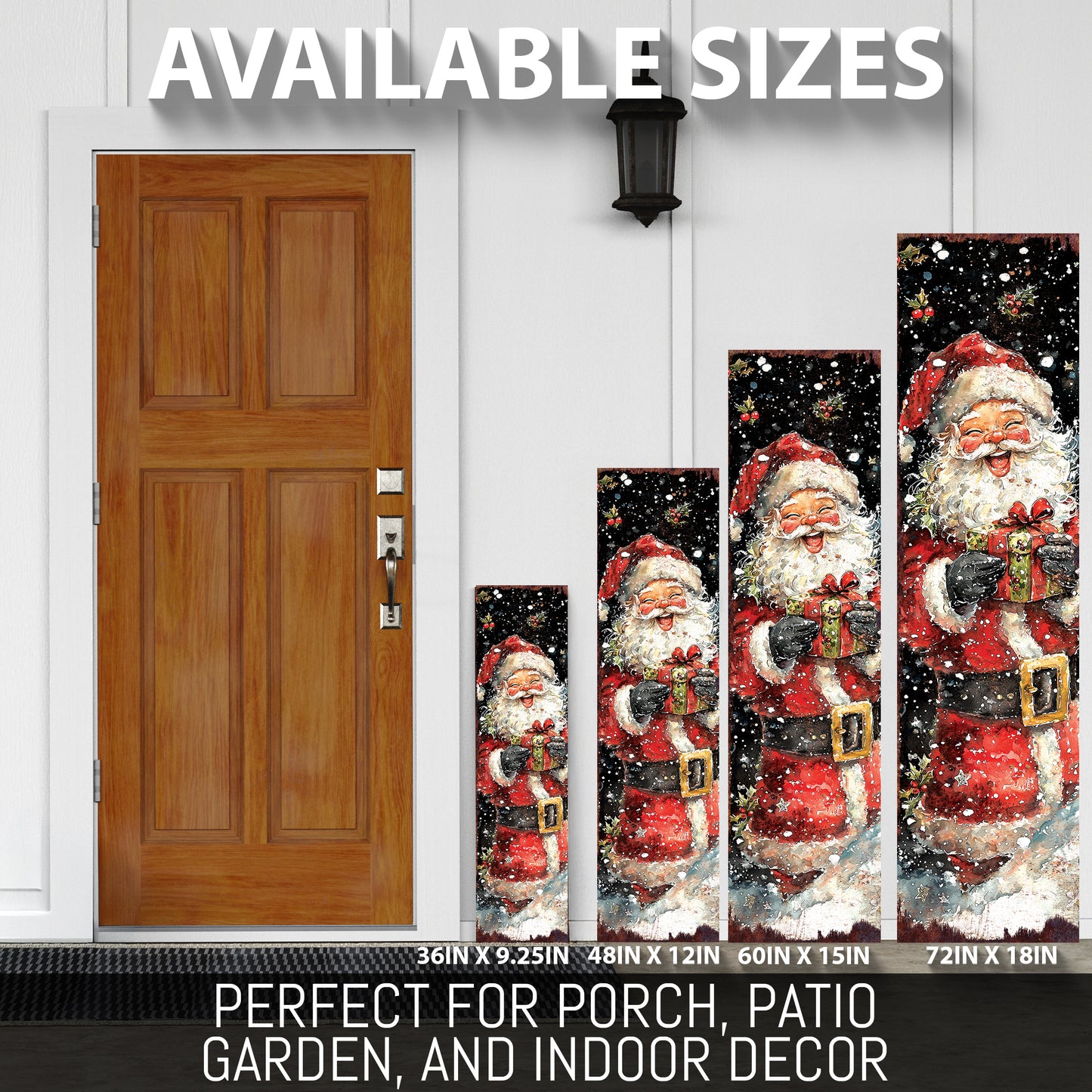 Santa Christmas Porch Sign – Holiday Entryway Welcome Decor for Outdoor Use