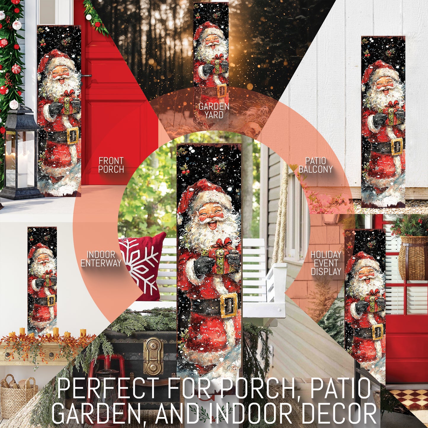 Santa Christmas Porch Sign – Holiday Entryway Welcome Decor for Outdoor Use