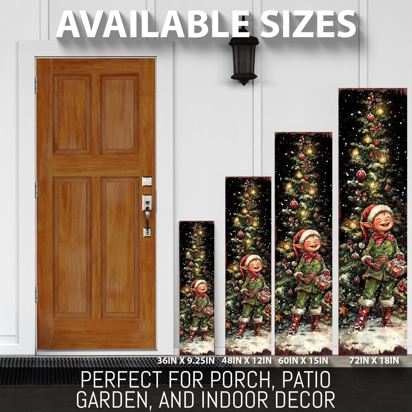 Merry Christmas Elf Porch Sign | Outdoor Holiday Welcome Decor