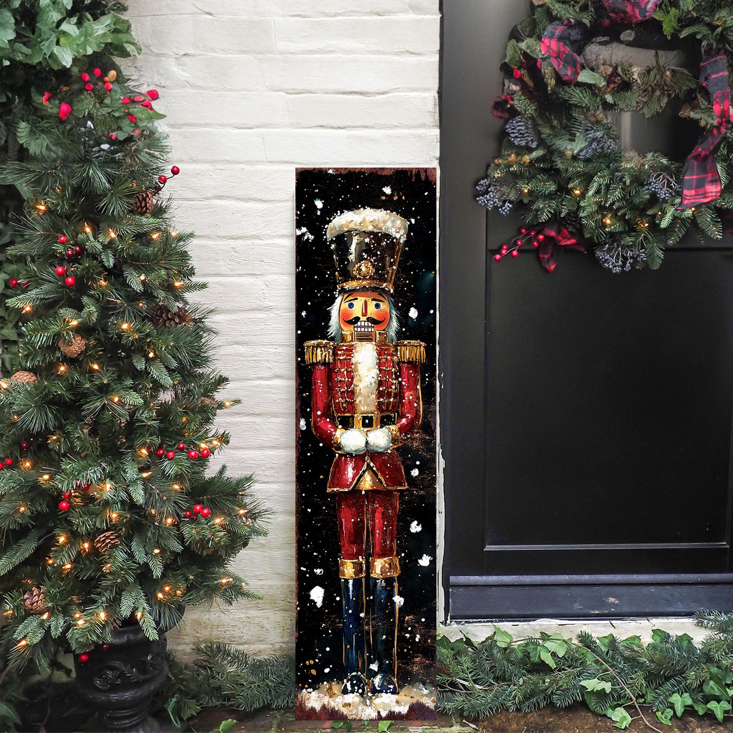 Red Nutcracker Porch Sign – Christmas Holiday Decor for Entryway & Outdoor