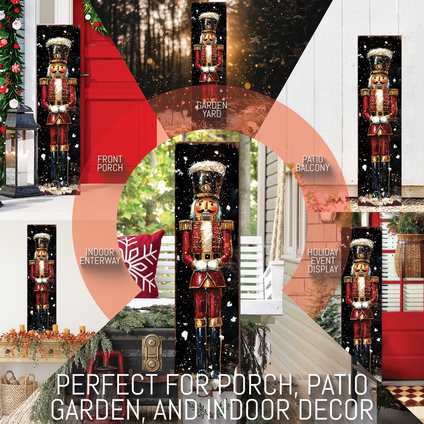 Red Nutcracker Porch Sign – Christmas Holiday Decor for Entryway & Outdoor