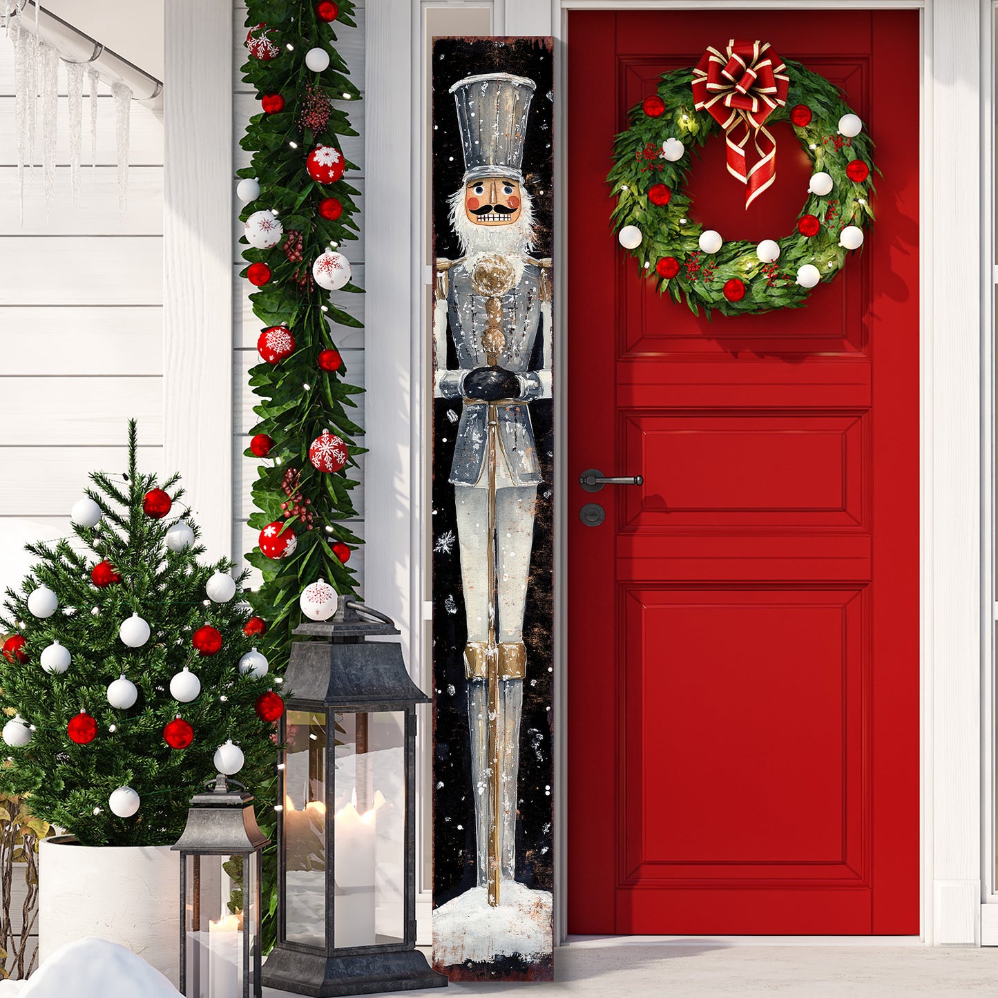 72in Christmas Nutcracker Porch Sign | Christmas Decoration | Holiday Door Decor | Foldable Entryway Decor for Front Door