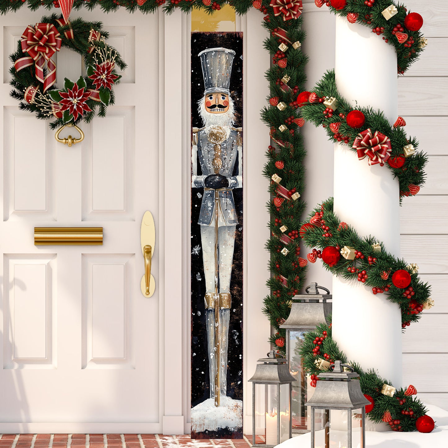 72in Christmas Nutcracker Porch Sign | Christmas Decoration | Holiday Door Decor | Foldable Entryway Decor for Front Door