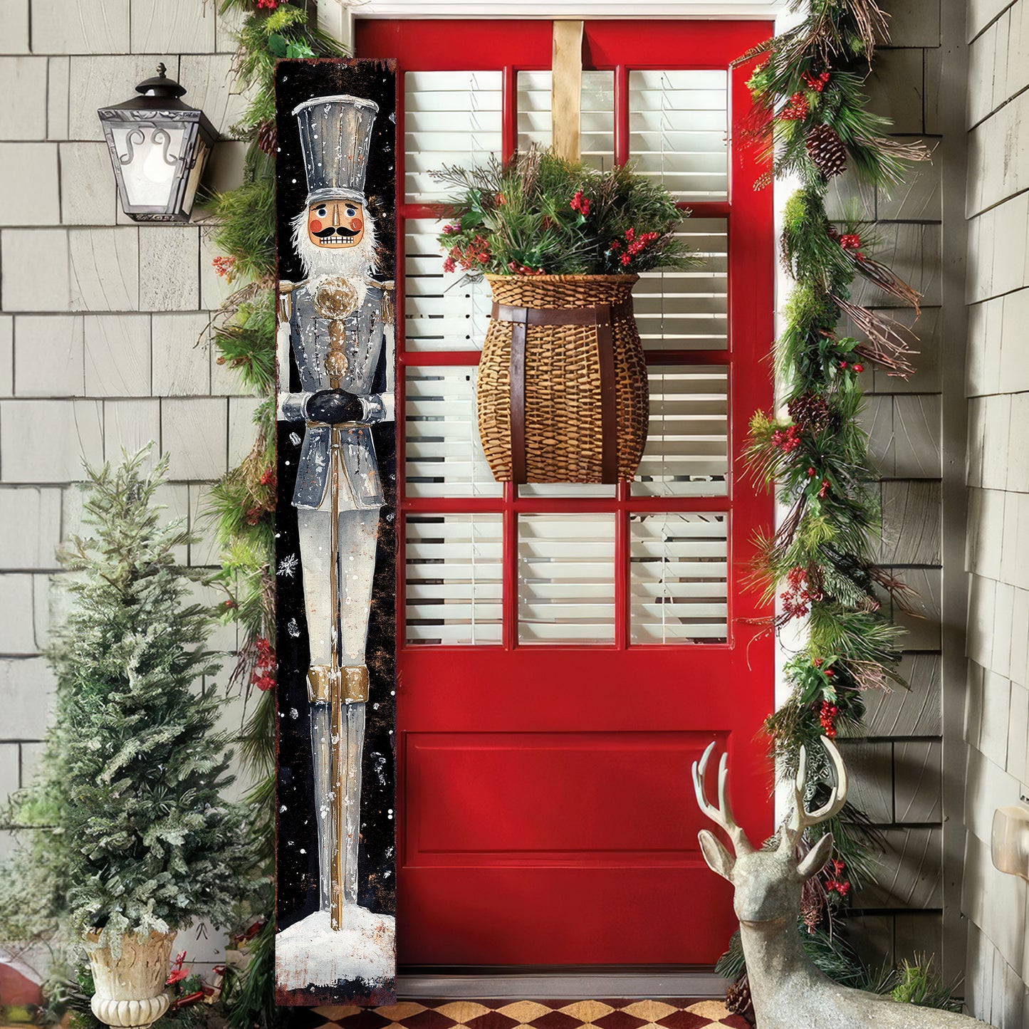 72in Christmas Nutcracker Porch Sign | Christmas Decoration | Holiday Door Decor | Foldable Entryway Decor for Front Door