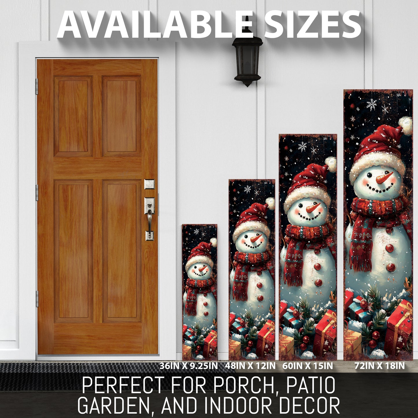 Snowman Christmas Porch Sign | Farmhouse Winter Welcome Sign | Front Door Outdoor Holiday Decor | Rustic Christmas Decoration