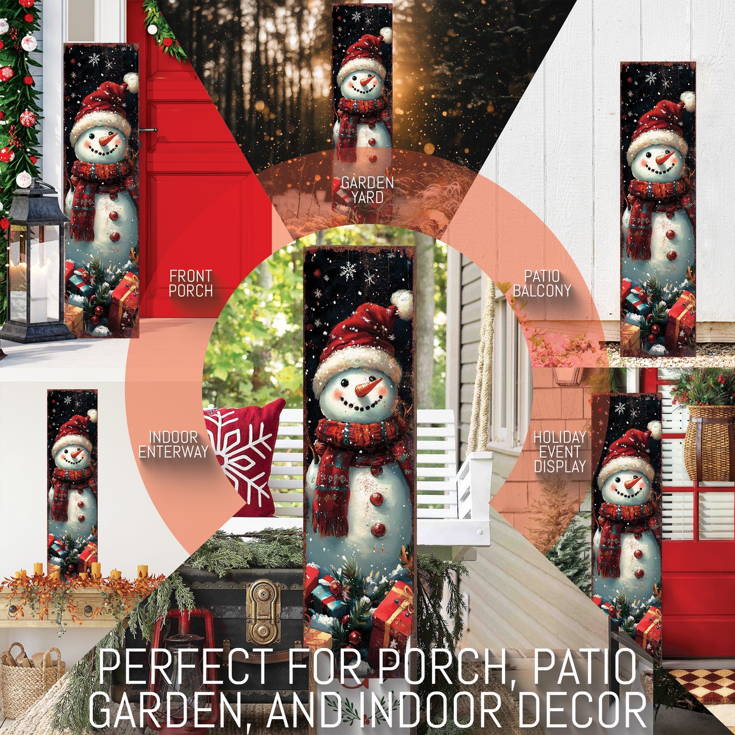 Snowman Christmas Porch Sign | Farmhouse Winter Welcome Sign | Front Door Outdoor Holiday Decor | Rustic Christmas Decoration