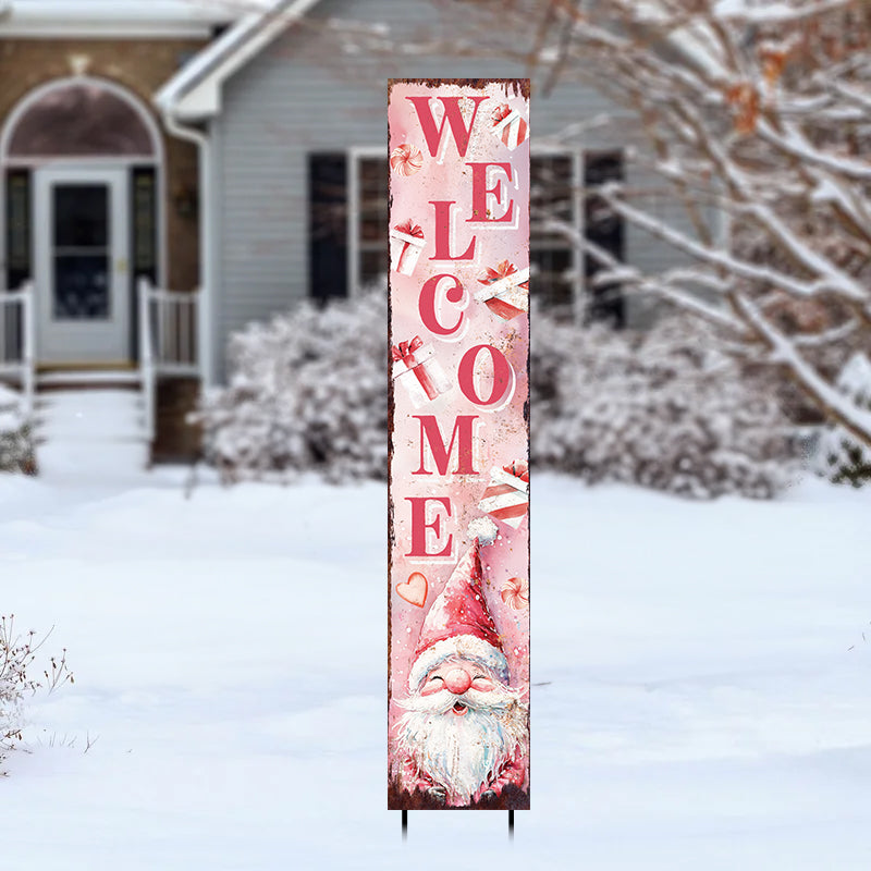 42in Christmas Garden Stake | Watercolor Gnome Design | Outdoor Decor, Yard Sign