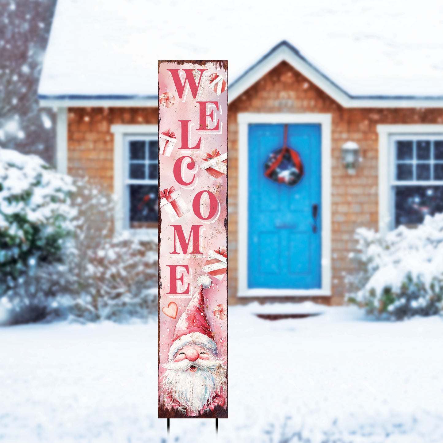 42in Christmas Garden Stake | Watercolor Gnome Design | Outdoor Decor, Yard Sign